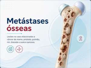 Metástases ósseas Lesões no osso relacionadas a câncer de mama, próstata, pulmão, rim, tireoide e outros tumores.